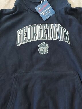 Champion Navy Georgetown Arch Logo Hoodie